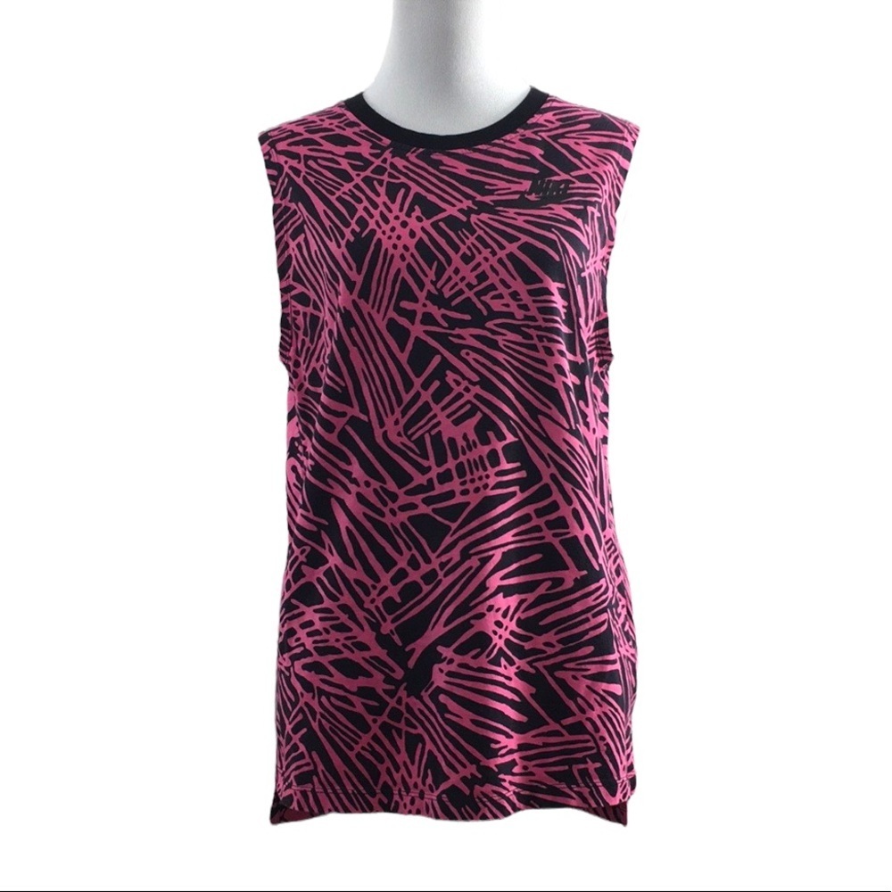 Nike Black Pink Patterned Two Toned Streak Muscle Tank Top Womens Small‎